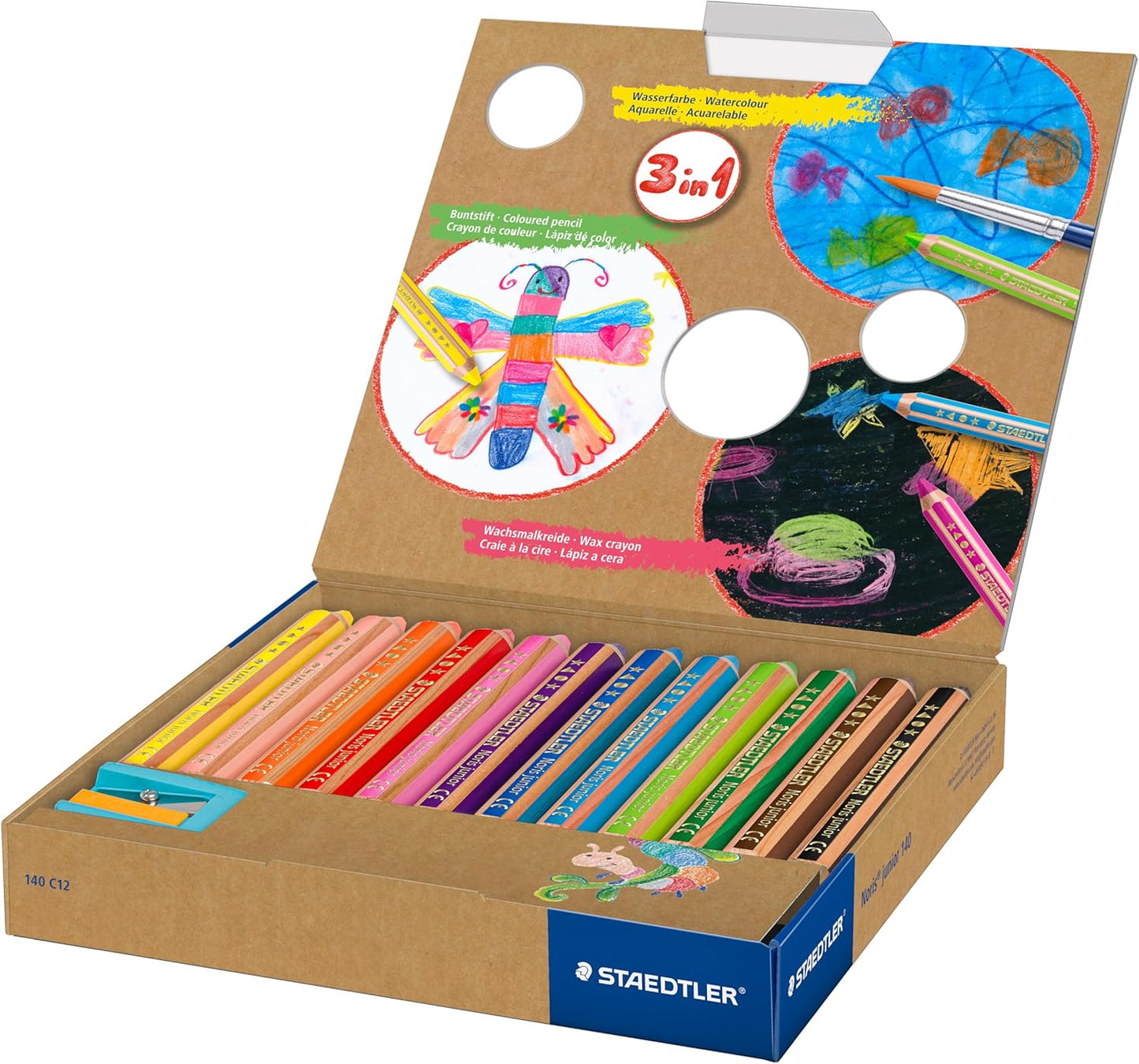 STAEDTLER Noris junior 140 3-in-1 Set 12 Stifte + Spitzer