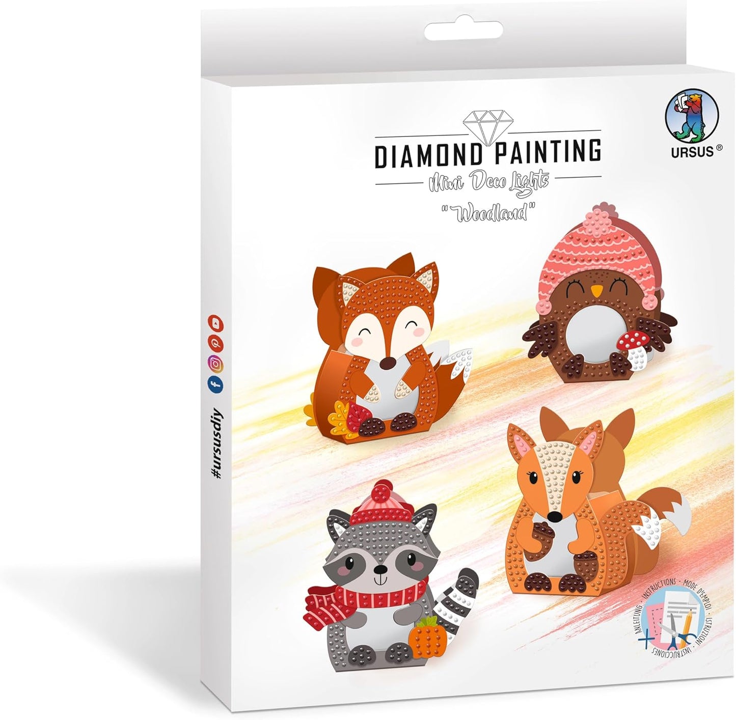 Ursus Diamond Painting Mini-Deco-Lights Waldtiere - 4 Motive