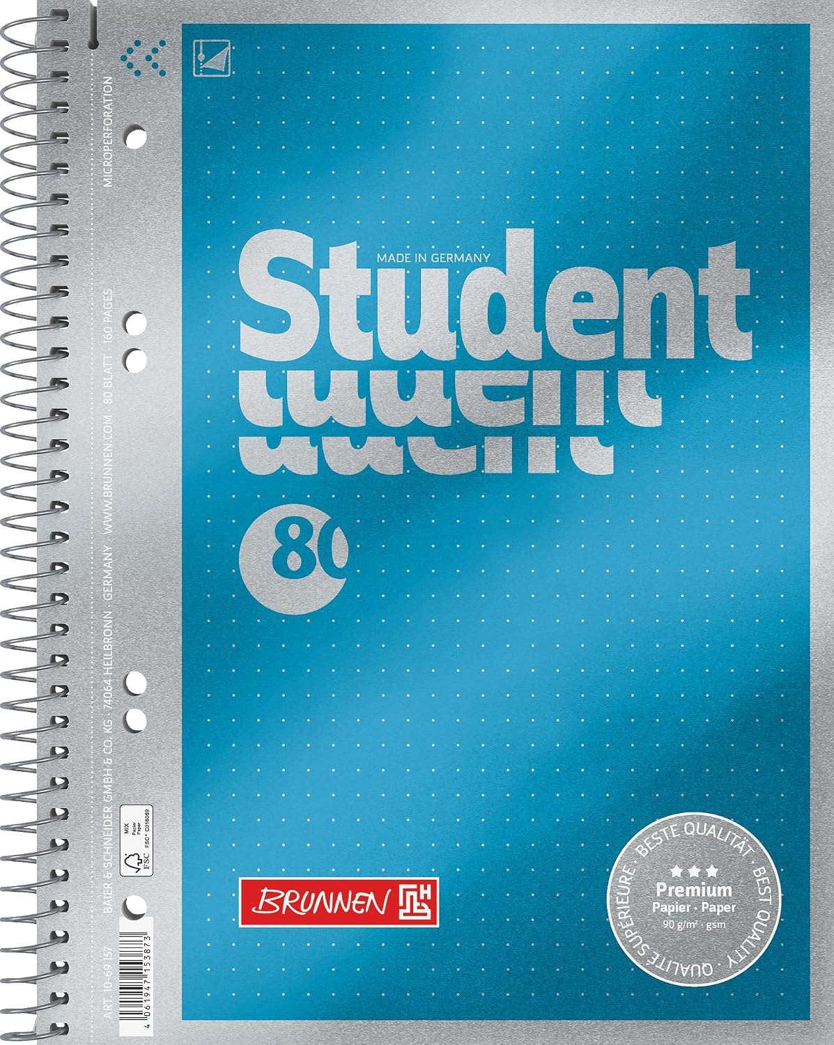 BRUNNEN Collegeblock A5 dotted 80 Blatt – Premiumpapier