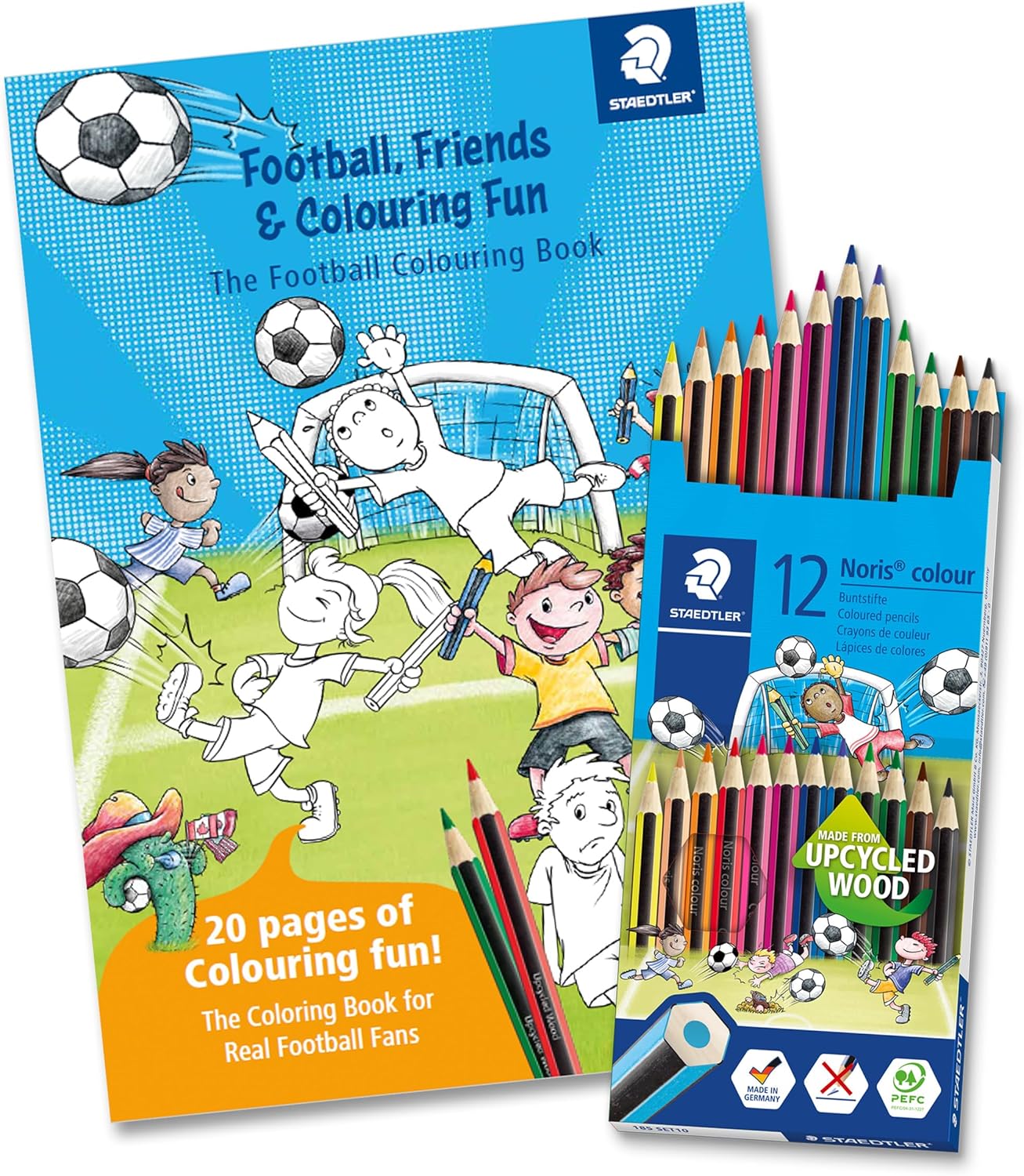 STAEDTLER Noris colour 185 Buntstift-Set 12 Farben + Fußball-Malbuch
