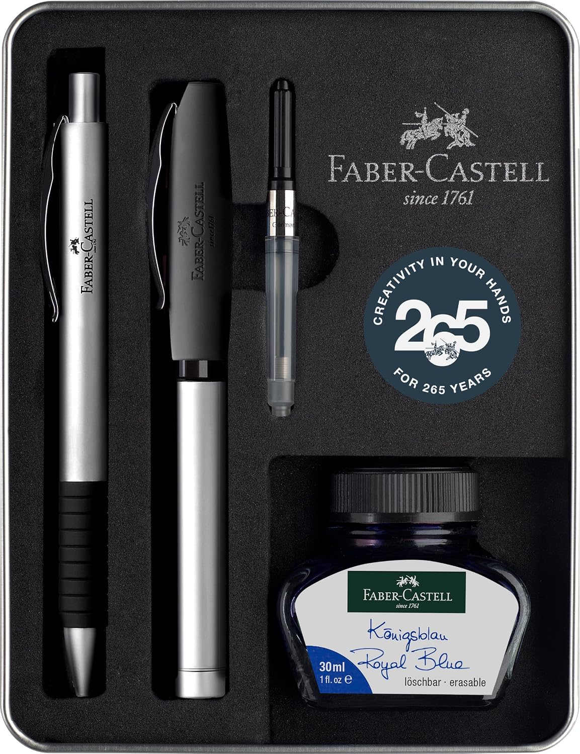 Faber-Castell Essentio Schreibset silber matt, 4-teilig