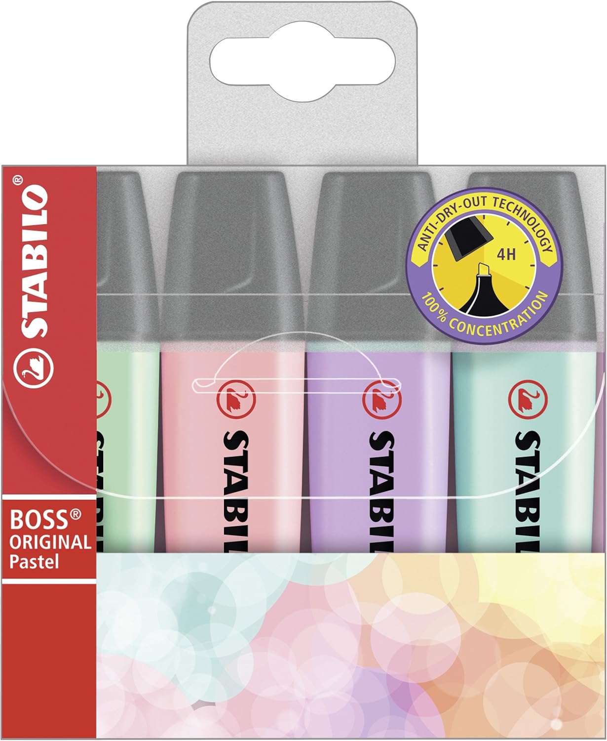 STABILO BOSS pastel – 4er Etui Flieder/Rosa/Türkis/Mint