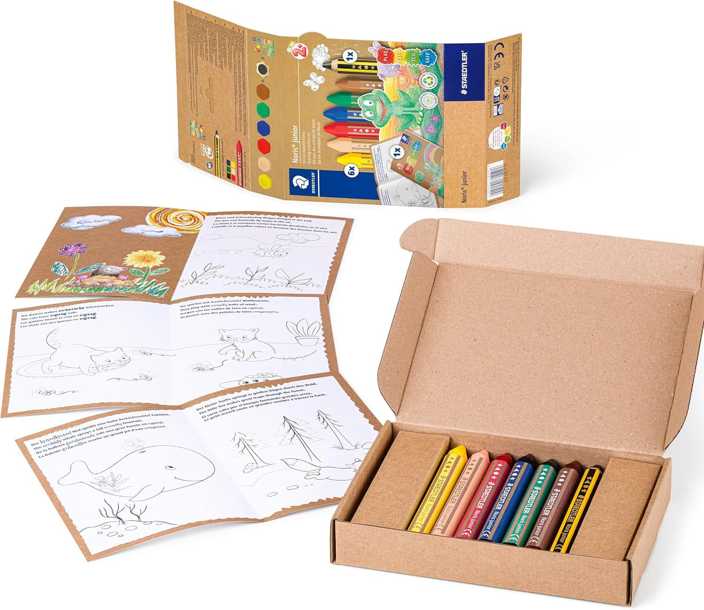 STAEDTLER Noris Junior Mal-Set – Bleistift, Wachsmalstifte & Heft