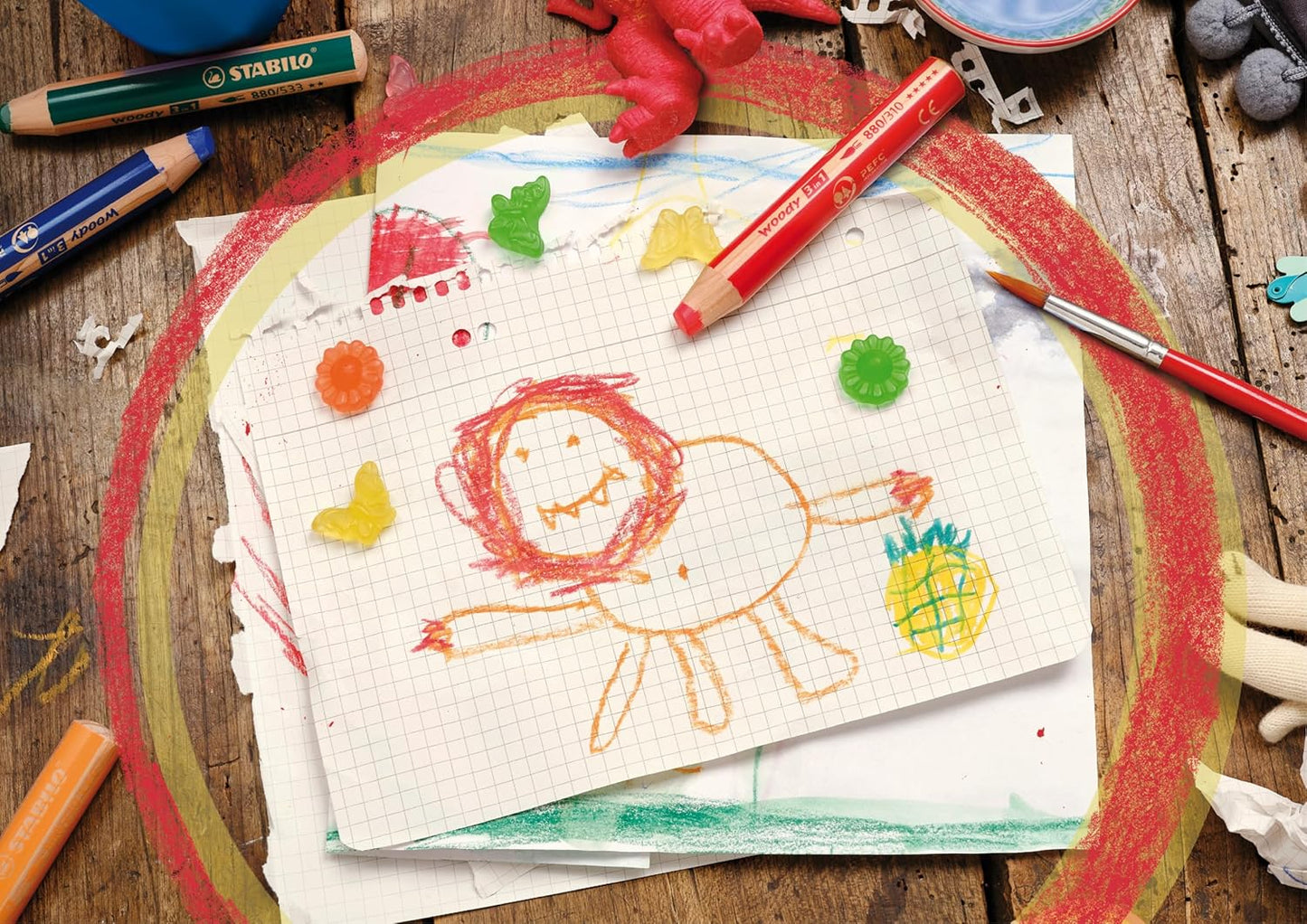 STABILO Woody 3 in 1 - 18er Pack mit Spitzer & Pinsel