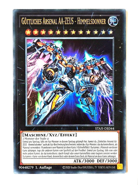 Yu-Gi-Oh! Karte Göttliches Arsenal AA-Zeus Himmelsdonner 1.Auflage STAX-DE044