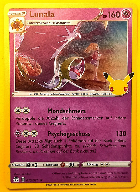 Pokemon Karte 25th Jubiläum HOLO RARE - Lunala E15/25