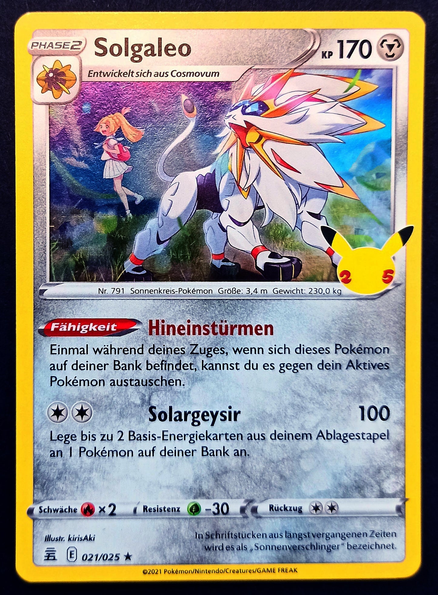 Pokemon Karte 25th Jubiläum HOLO RARE - Solgaleo E21/25