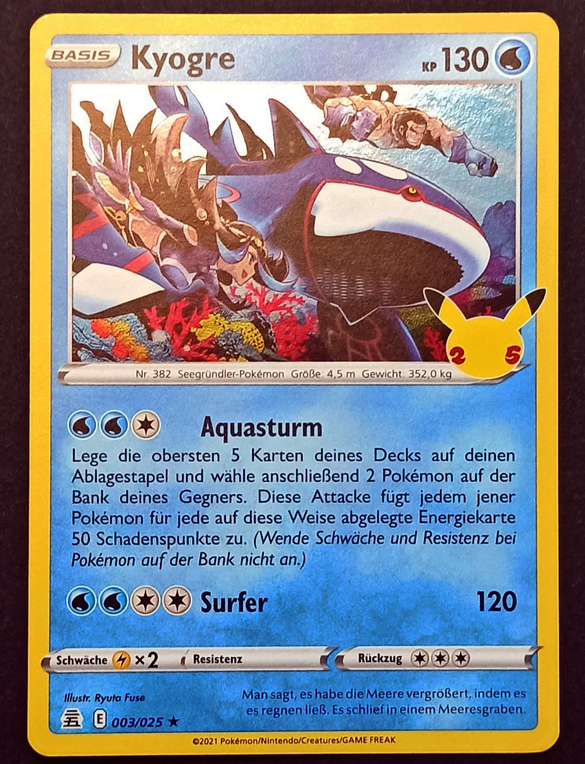 Pokemon Karte 25th Jubiläum HOLO RARE - Kyogre E03/25