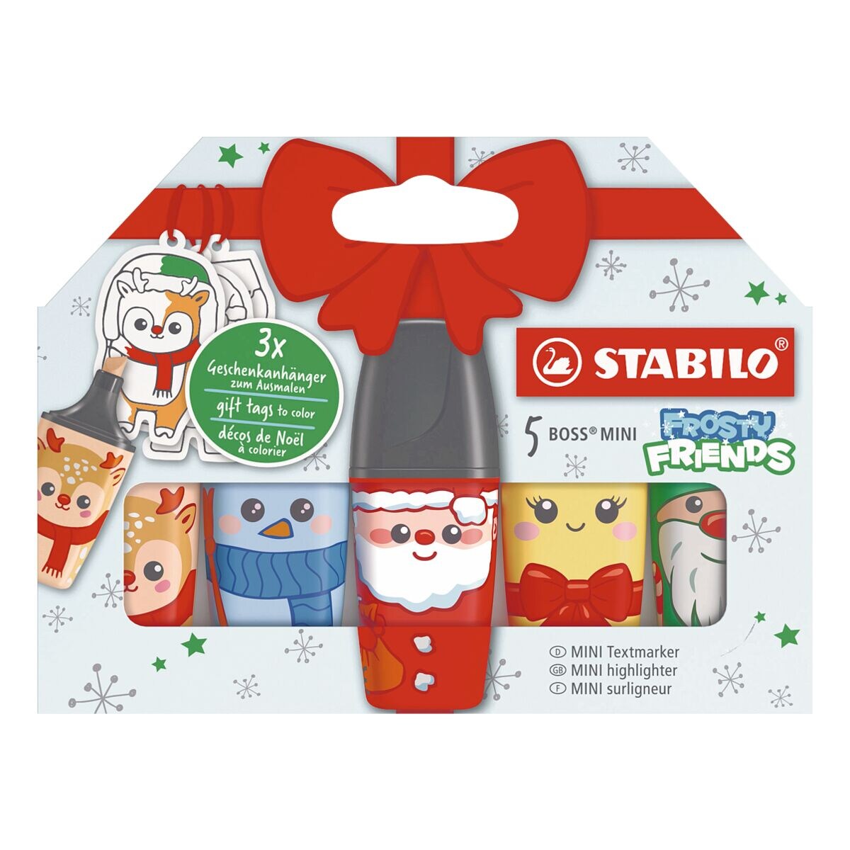 STABILO BOSS MINI Frosty Friends Textmarker 5er Set – Motiv Zufall