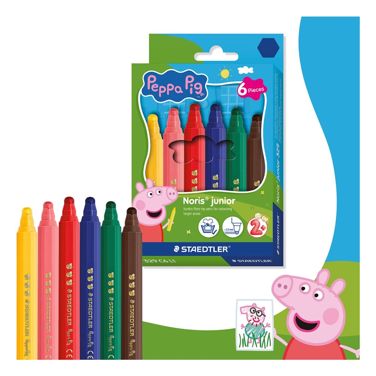 STAEDTLER Fasermaler Noris junior Peppa Pig – 6 Farben