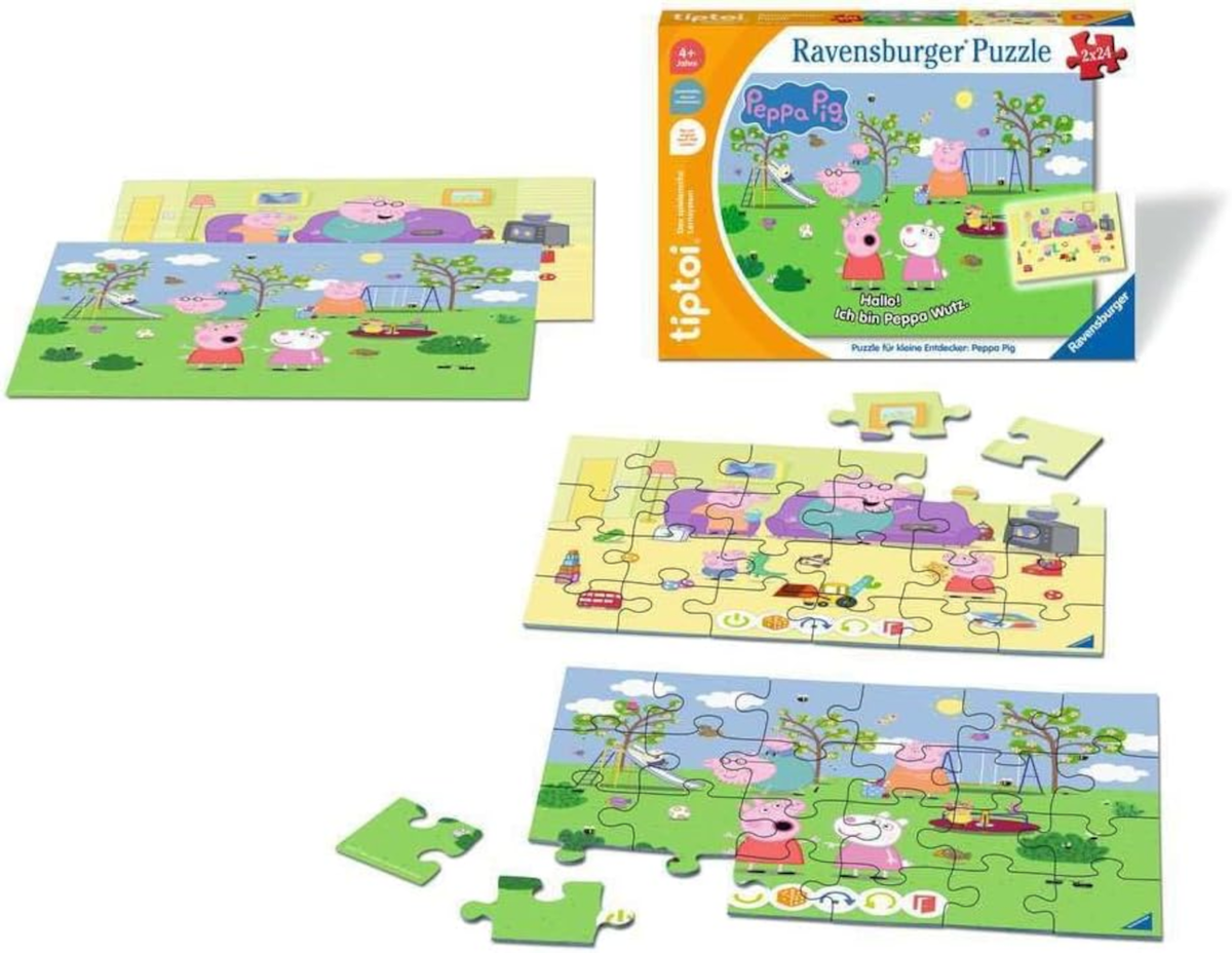Ravensburger tiptoi Peppa Pig Puzzle, 2 × 24 Teile