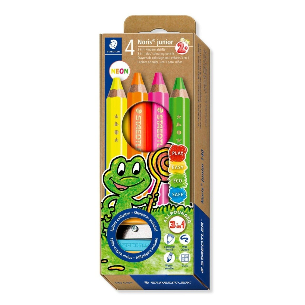 STAEDTLER Noris junior 3in1 Malstifte Set 4 Farben + Spitzer