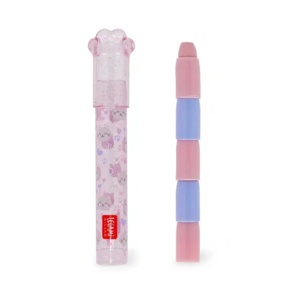LEGAMI Stapelbare Radiergummis Kitty Meow - 5er Set
