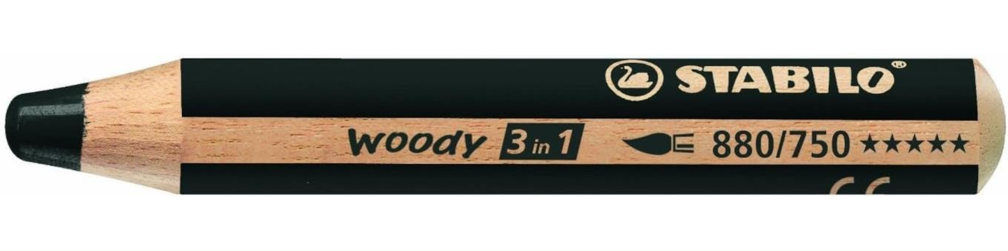 STABILO woody 3in1 Buntstift Schwarz 10 cm