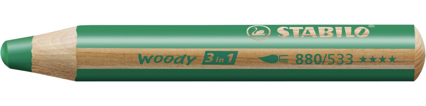 STABILO woody 3in1 Buntstift Dunkelgrün 10 cm