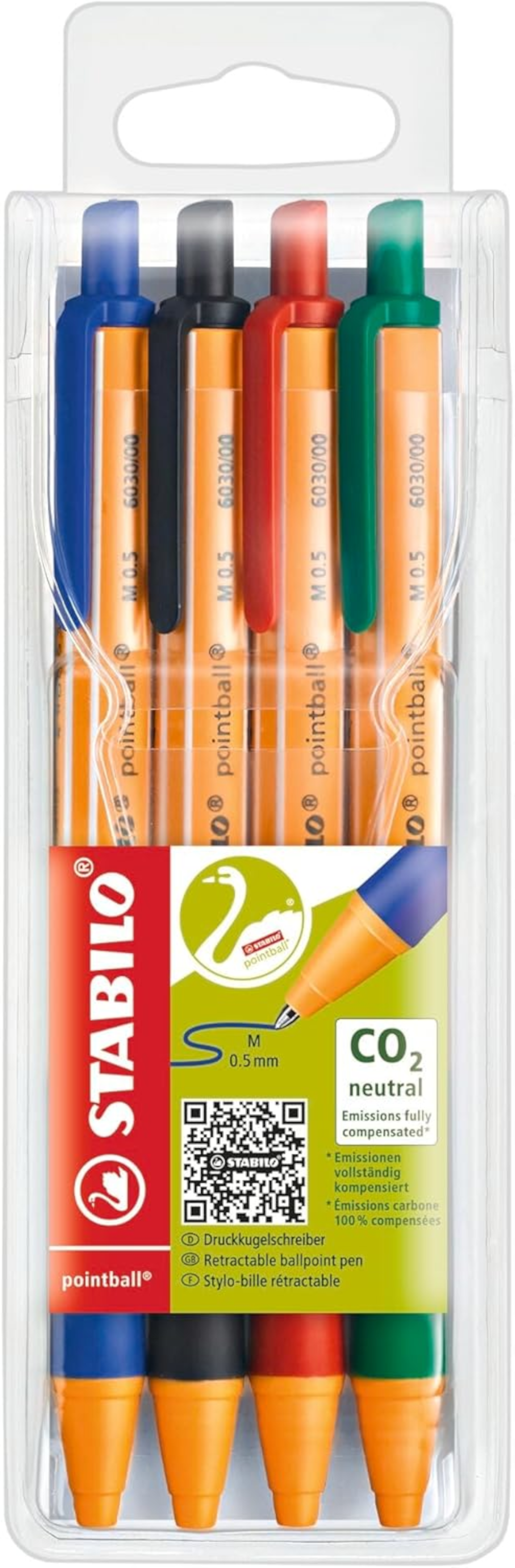 STABILO pointball 4er Etui, 0,5 mm, nachfüllbar