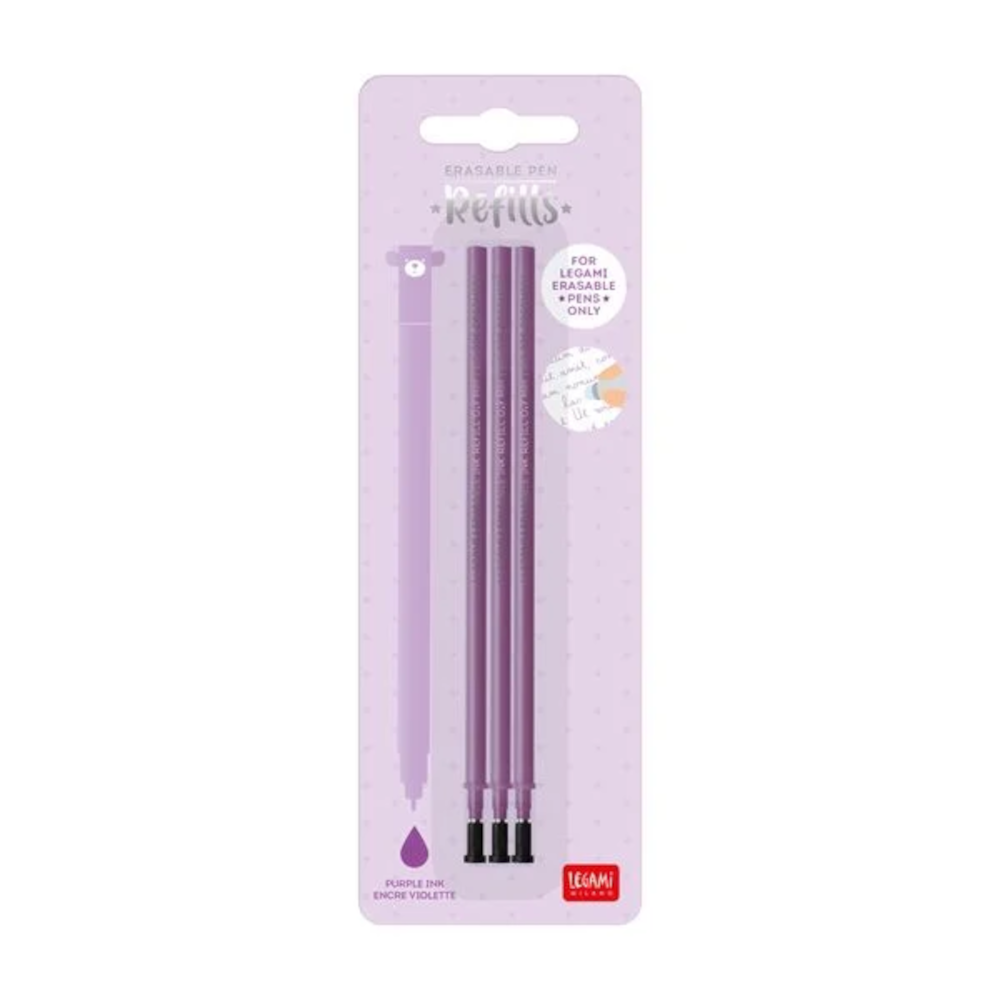 Legami Erasable Pen Ersatzminen 3er-Pack Violett – 0,7 mm