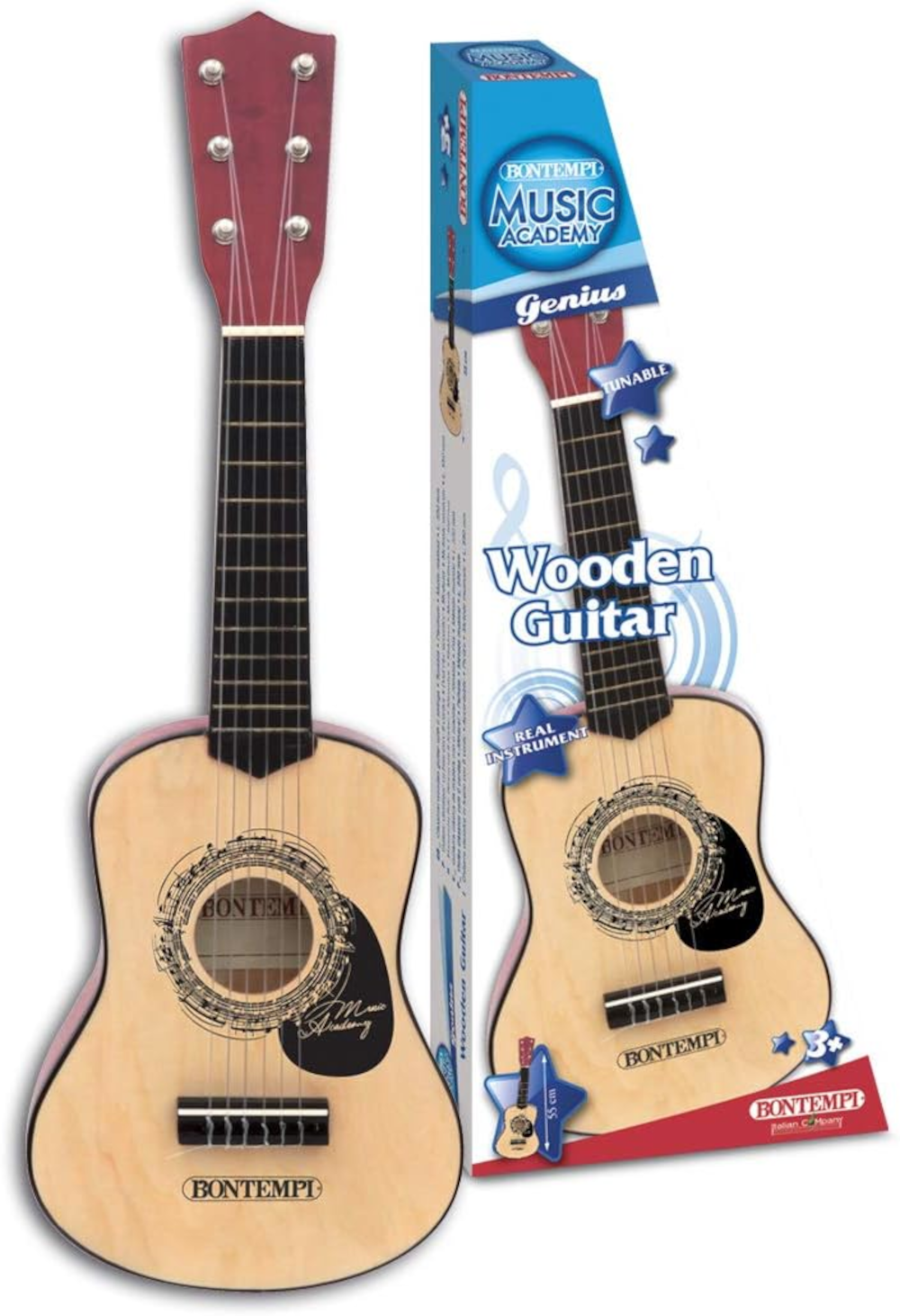 BONTEMPI Holz-Gitarre 6 Saiten, 55 cm, stimmbar, ab 3