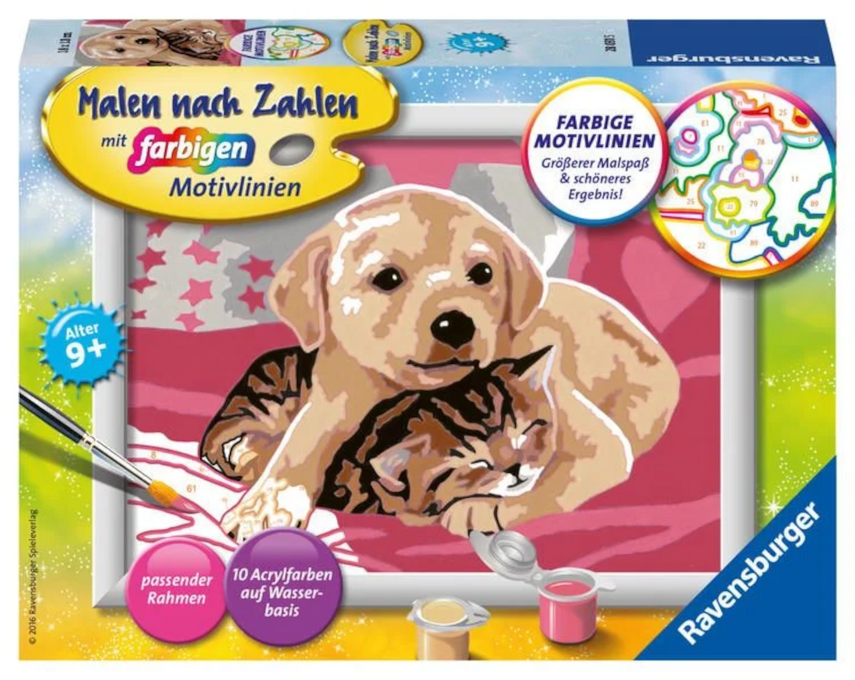 Ravensburger Malen nach Zahlen Beste Freunde mit Rahmen