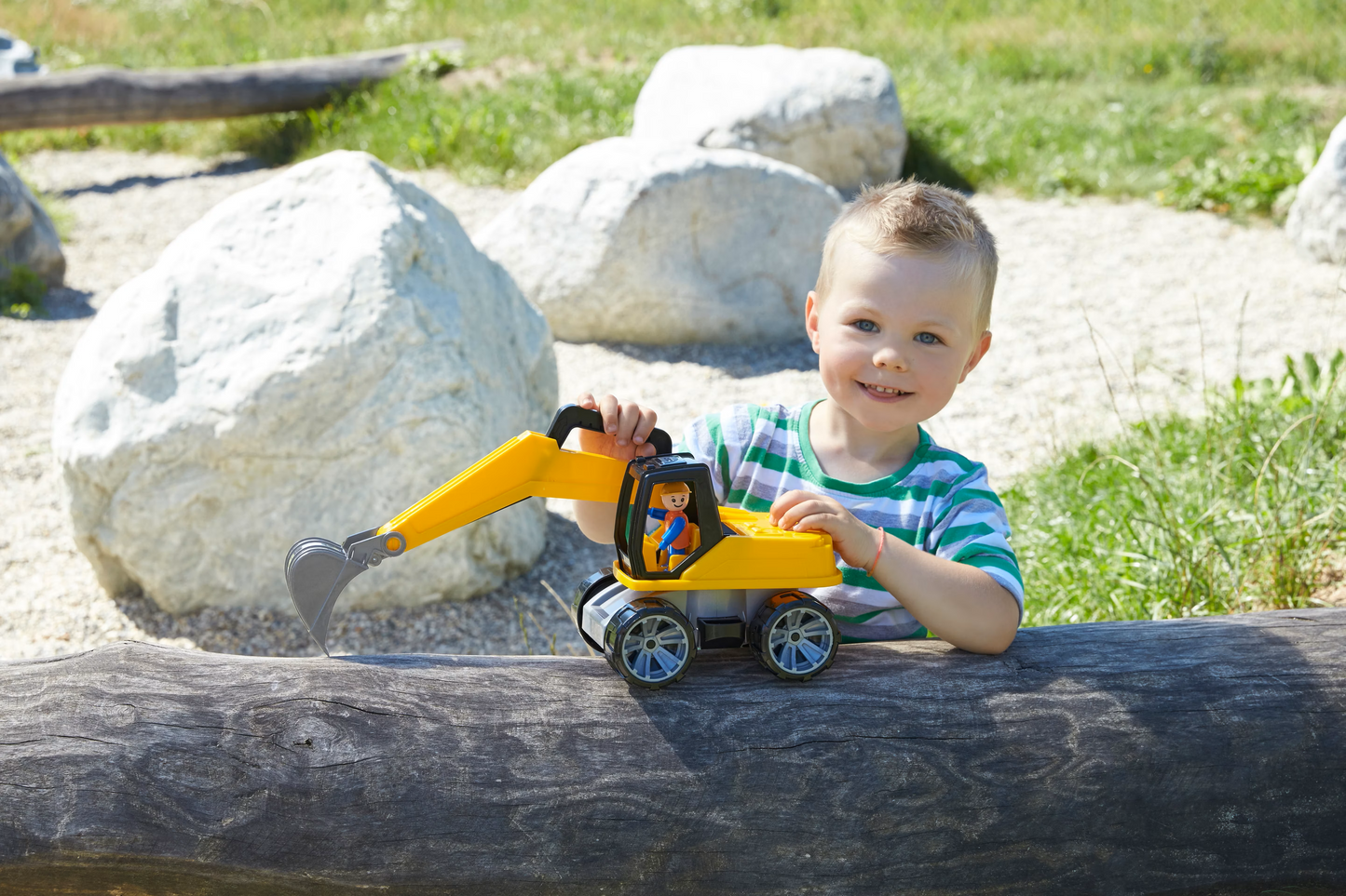 LENA TRUXX Bagger 38cm - Spielzeug Baufahrzeug mit Figur