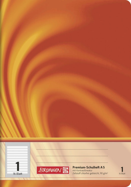 BRUNNEN Schulheft Vivendi A5 Lin. 1 - Premium Qualität für perfekte Schrift (Orange)