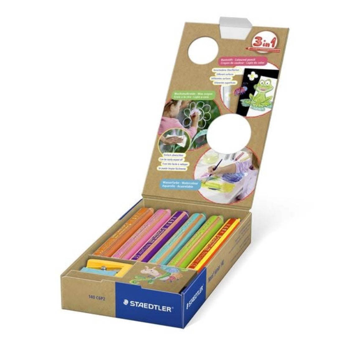 STAEDTLER Noris junior 3in1 Buntstifte Set 6 Stifte – ab 2 Jahren