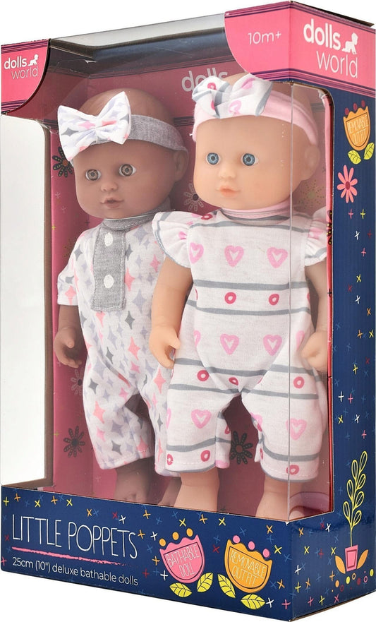 Dolls World Zwillings-Badepuppen Set - Wasserfeste Spielpuppen für Badewanne