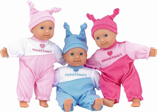 DOLLSWORLD Little Loves Babypüppchen 21cm - Weicher Körper mit Strampler & Mützchen