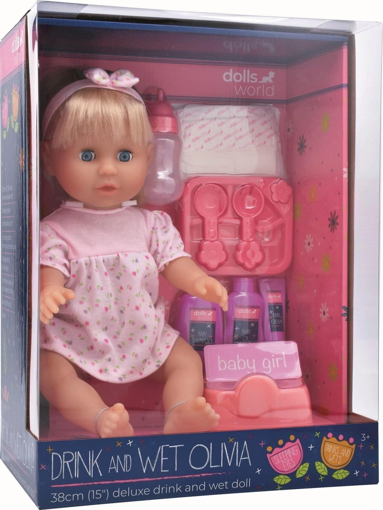 Dolls World Trink- und Nässpuppe Olivia, 38 cm