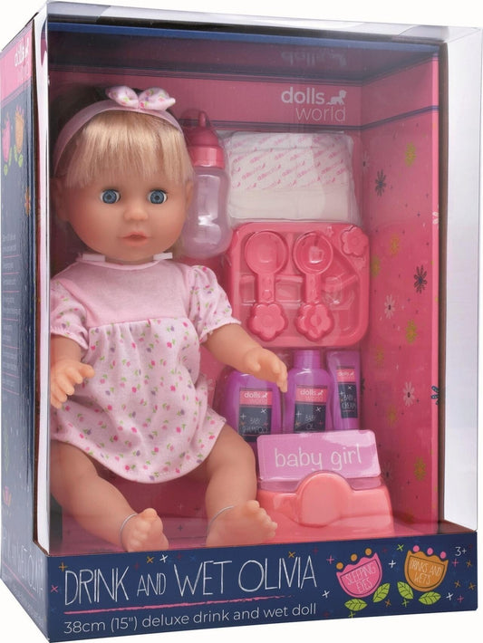 Dolls World Trink- und Nässpuppe Olivia, 38 cm