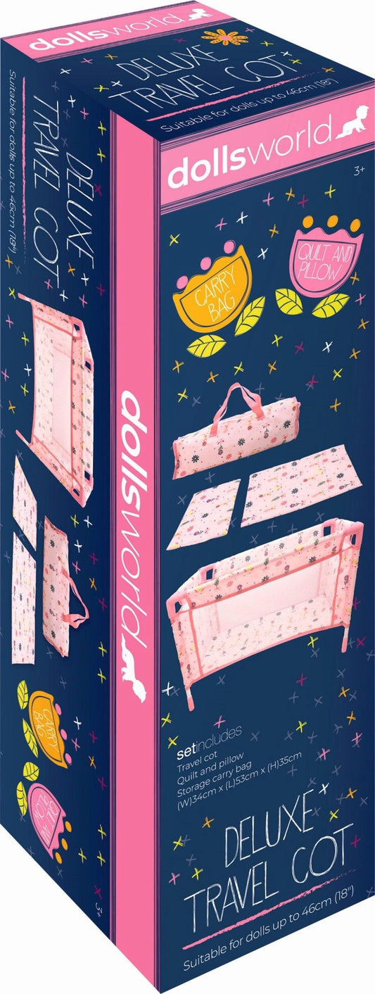 Dollsworld Reisebett - Tragbares Puppenbett für unterwegs