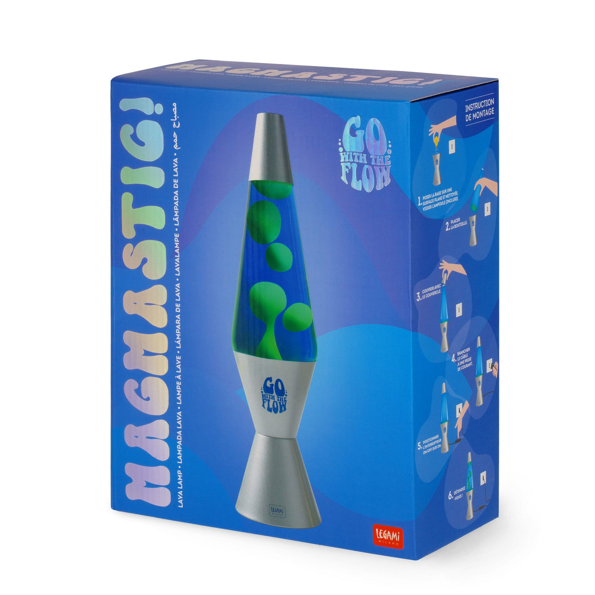 LEGAMI Magmastic! Lavalampe Silver mit Lava-Effekt