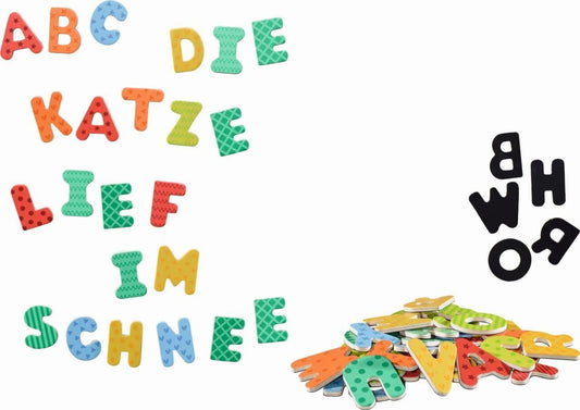 FUNTOYS Magnetische Holz-Buchstaben Set - 60 bunte Großbuchstaben für Kinder