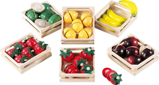 FUNTOYS Früchteset Holz - Spielzeug zum Zerschneiden für Kinder