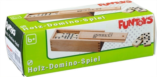 FUNTOYS Premium Holz-Domino-Spiel - Klassischer Spielspaß für 2-6 Spieler in eleganter Holzkassette