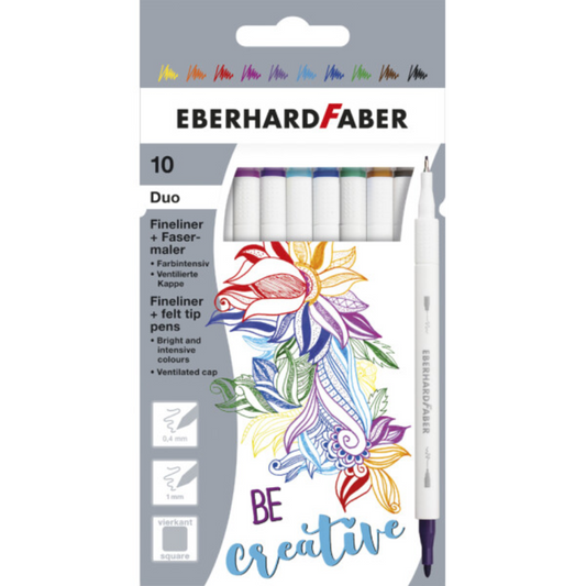 EBERHARD FABER Duo Fineliner & Fasermaler 2-in-1 - 10 Stifte