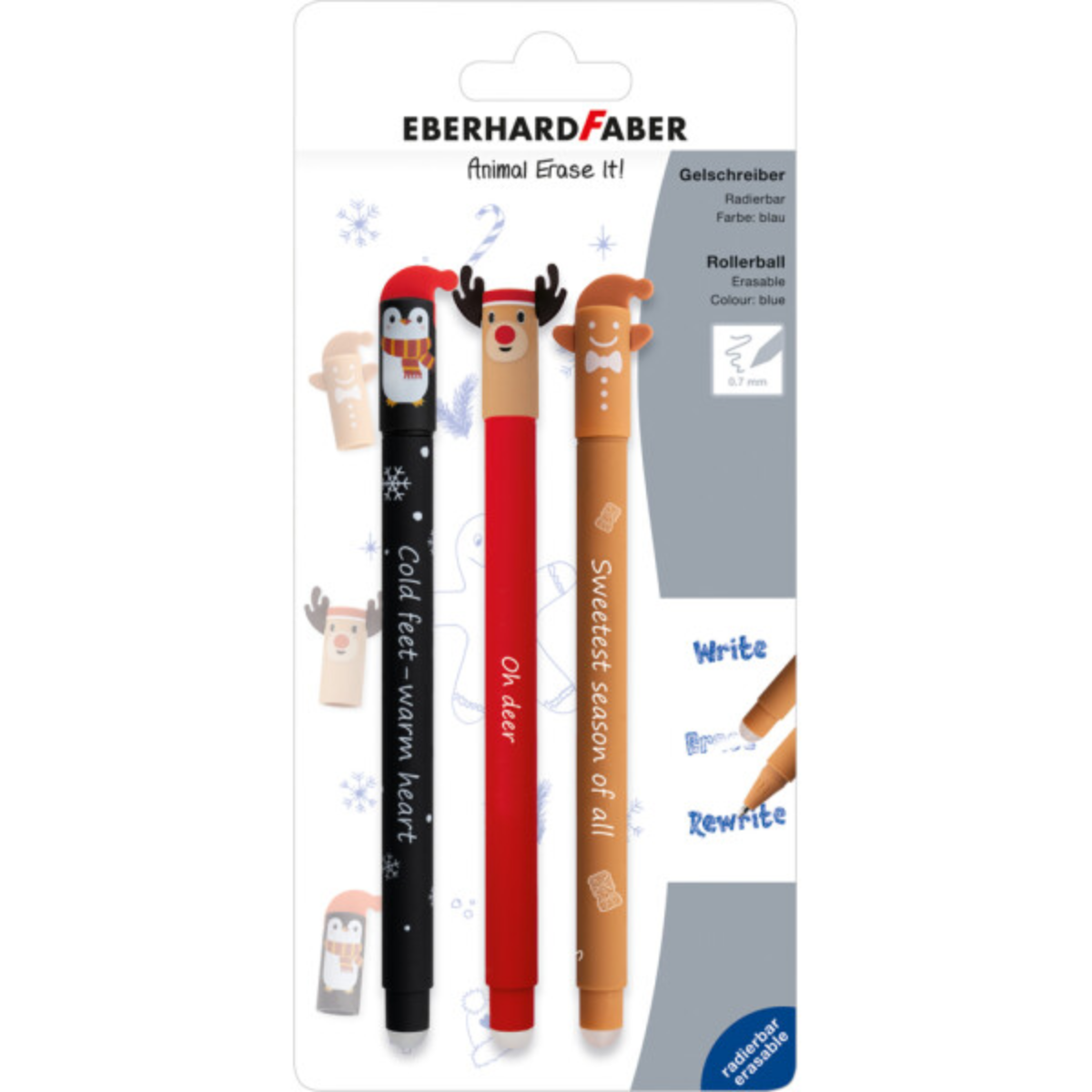 EBERHARD FABER Animal Erase it! Gelschreiber radierbar Winteredition - 3 Stück