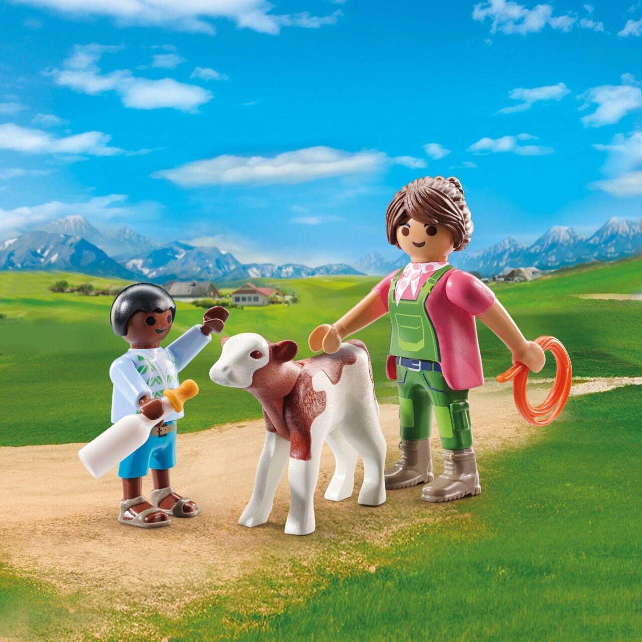 PLAYMOBIL 71803 DuoPack Bäuerin mit Kind und Kalb