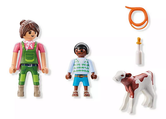 PLAYMOBIL 71803 DuoPack Bäuerin mit Kind und Kalb