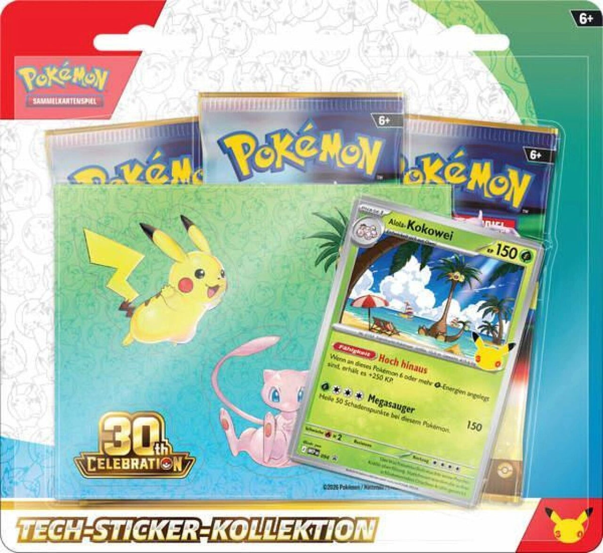 Pokémon Tech-Sticker-Kollektion 30 Jahre, 1 von 2 Designs zufällig