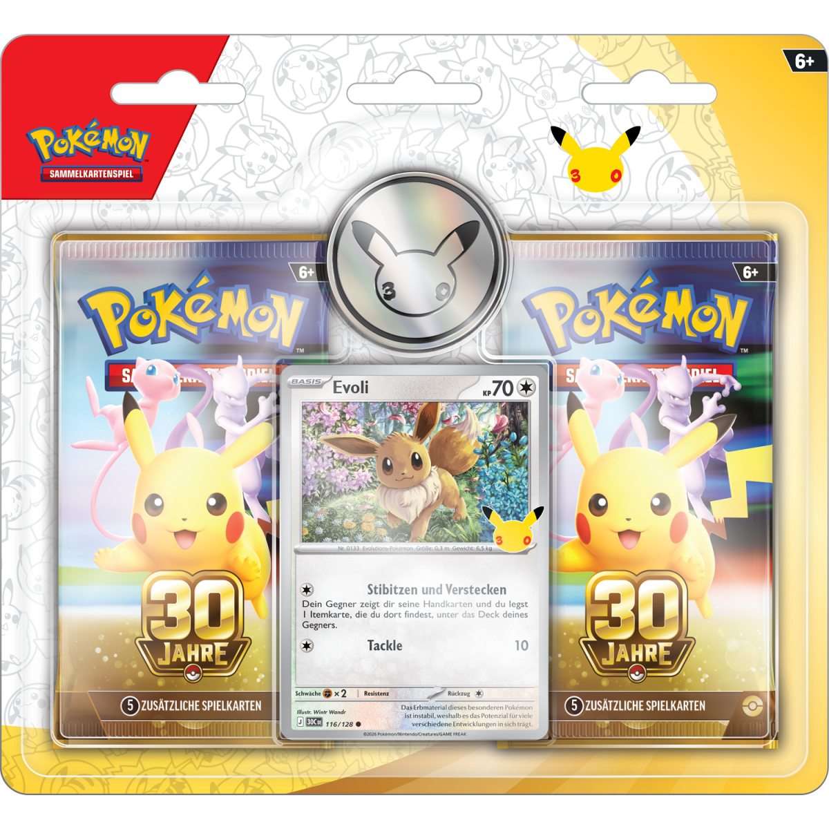 Pokémon 30 Jahre 2er-Pack-Blister Evoli mit 2 Boosterpacks