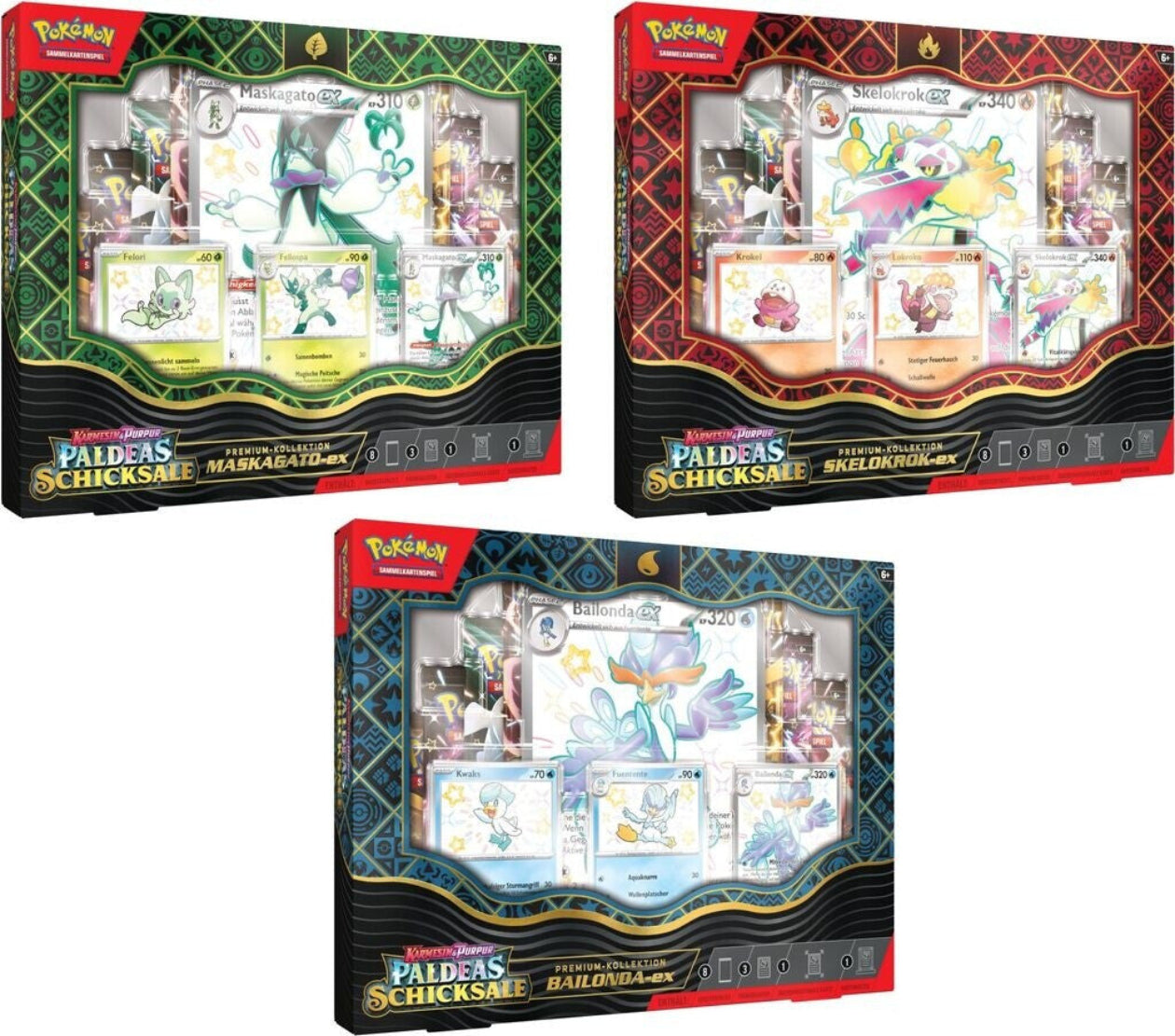 Pokémon Premium-Kollektion Karmesin & Purpur - Paldeas Schicksale: Schillernde Pokémon-ex (3-fach sortiert)