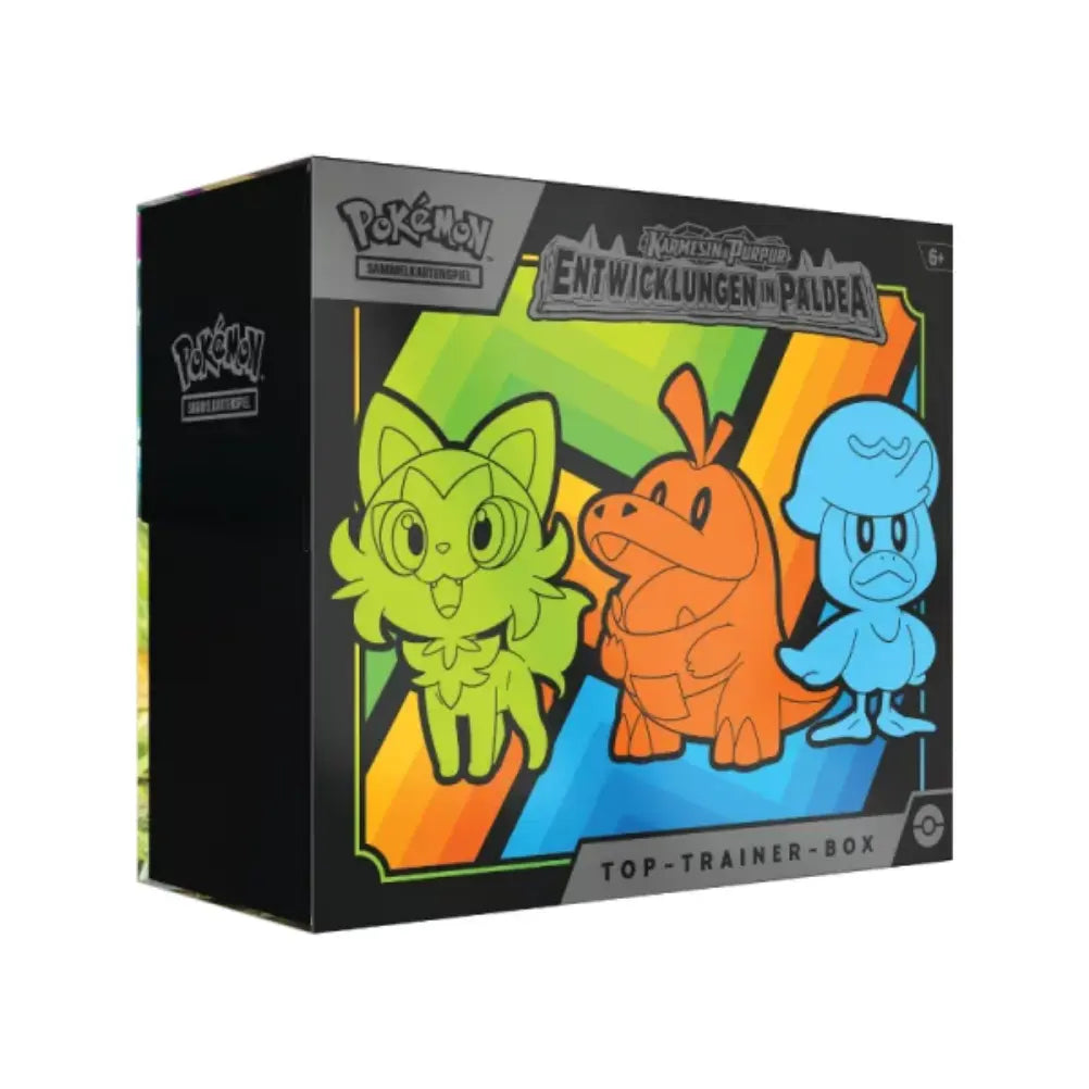 Pokemon Karmesin & Purpur – Entwicklungen in Paldea - Top Trainer Box - 9 Booster Packs Deutsch