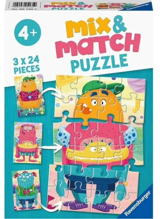 Ravensburger Mix & Match Lustige Monster - 3x24 Teile Kinderpuzzle ab 4 Jahren