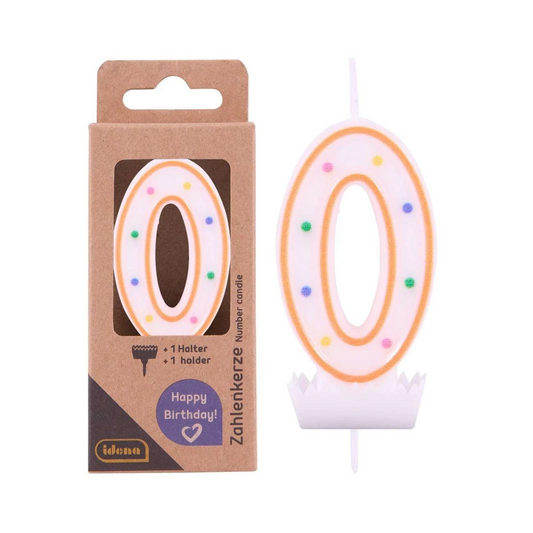 Idena Zahlenkerze 0 in Orange - Geburtstagskerze für besondere Momente