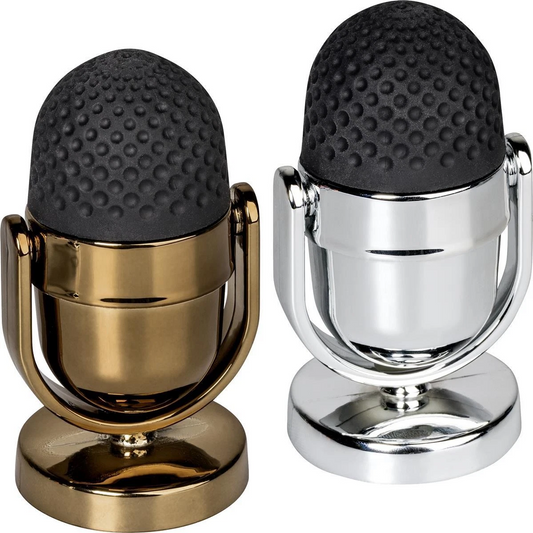 Dosenspitzer mit Radierer - Mikrofon Design in Ei-Form