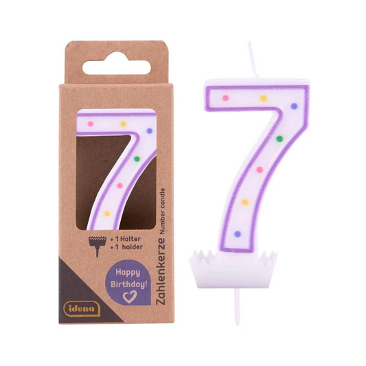 Idena Zahlenkerze 7 in Lila - Geburtstagskerze für den 7. Geburtstag