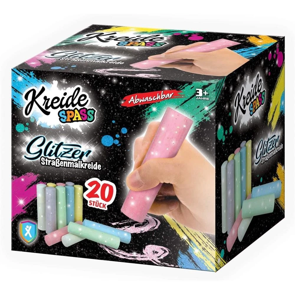 Glitzer Straßenmalkreide 20 Stück - Outdoor Kreide Set