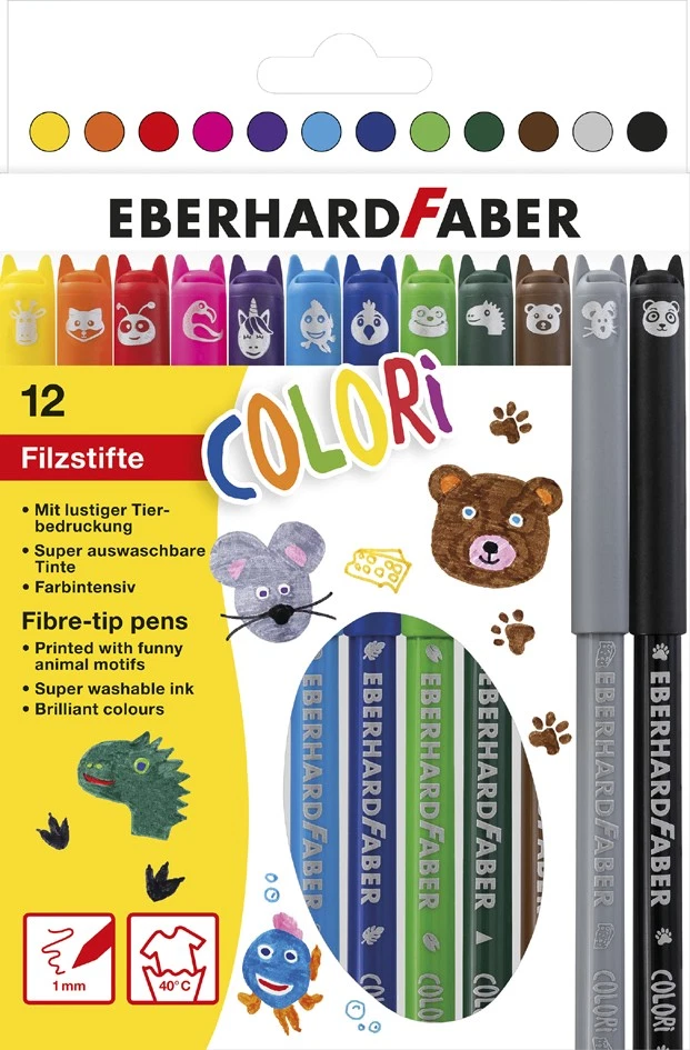 Eberhard Faber Animal Filzstifte dünn 12er Set
