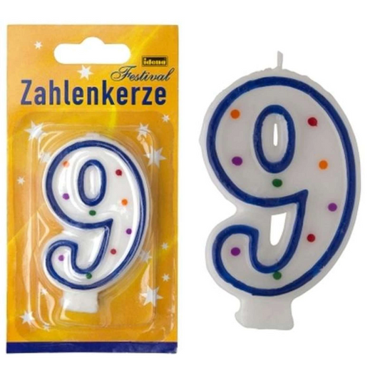 Idena Zahlenkerze 9 blau - Geburtstagskerze